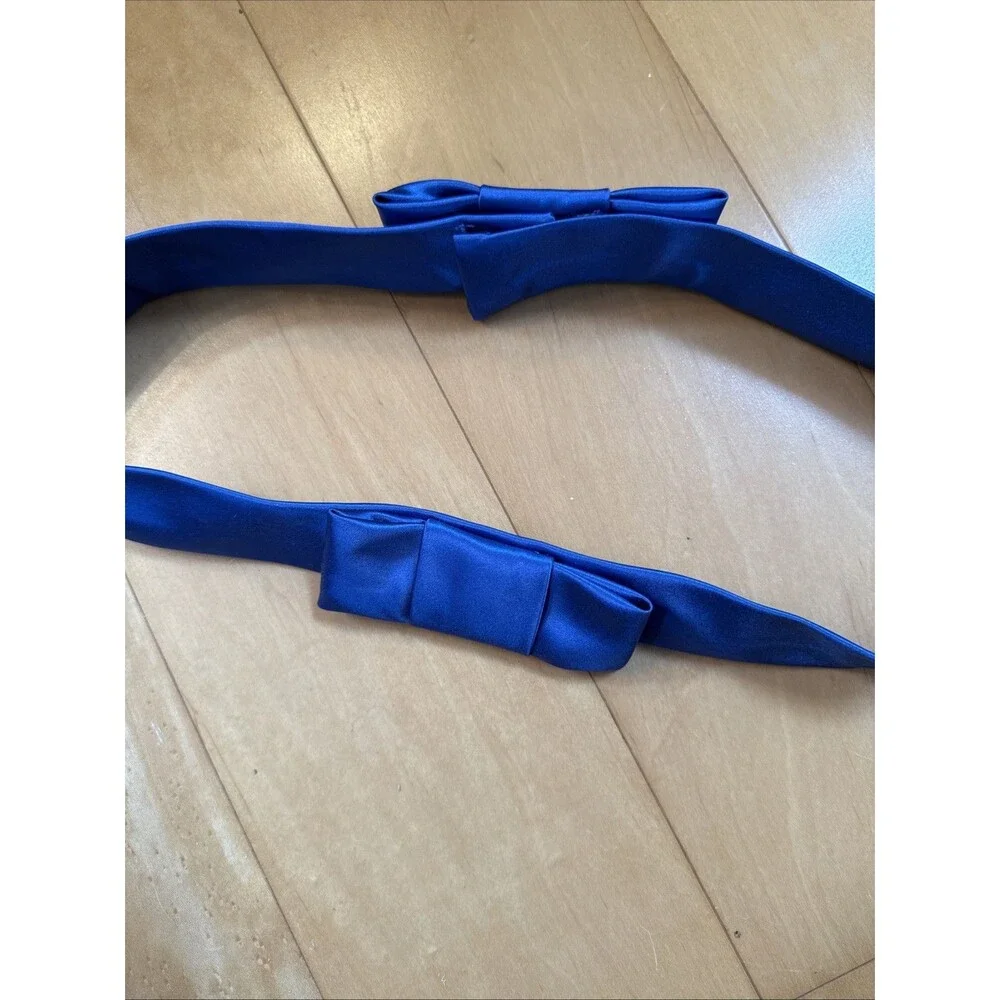 ROYAL BLUE SATIN BELT unbranded Blue Bow Silky Formal Belt